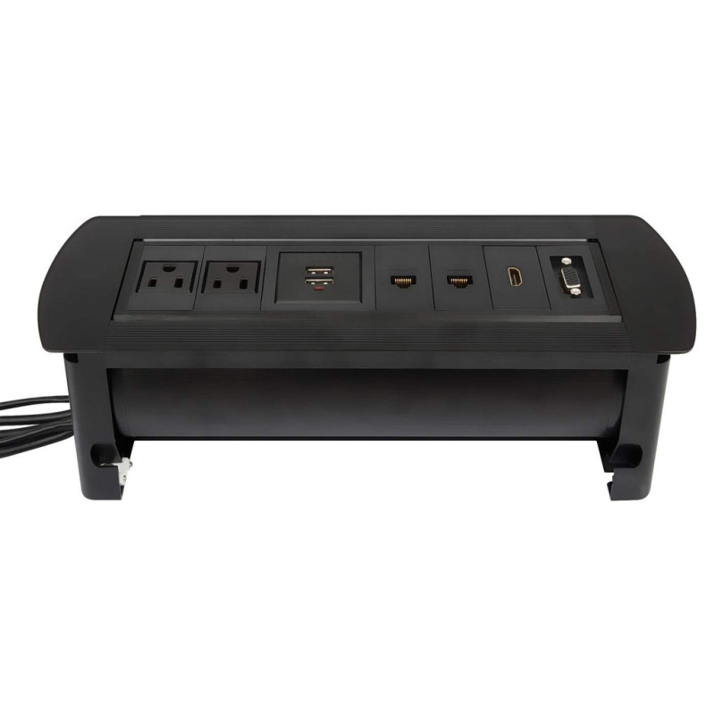 MANHATTAN 164856 - Caja de Conexiones para Escritorio de Apertura Giratoria/ 2 Puertos RJ45/ 1 Puerto HDMI con Conexión de Paso/ 2 Contactos Eléctricos/ 2 puertos USB-A con LED y 1 salida de hasta 2.1A / 5 VDC/ 1 Puerto VGA/ image 7