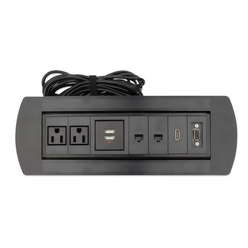 MANHATTAN 164856 - Caja de Conexiones para Escritorio de Apertura Giratoria/ 2 Puertos RJ45/ 1 Puerto HDMI con Conexión de Paso/ 2 Contactos Eléctricos/ 2 puertos USB-A con LED y 1 salida de hasta 2.1A / 5 VDC/ 1 Puerto VGA/ image 11