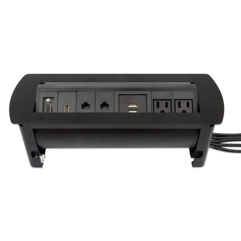 MANHATTAN 164856 - Caja de Conexiones para Escritorio de Apertura Giratoria/ 2 Puertos RJ45/ 1 Puerto HDMI con Conexión de Paso/ 2 Contactos Eléctricos/ 2 puertos USB-A con LED y 1 salida de hasta 2.1A / 5 VDC/ 1 Puerto VGA/ image 12