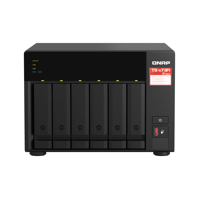 NAS QNAP TS-673A-8G /6 BAHIAS /NCLEO CUADRUPLE 2.2GHZ/8GB DDR4 AMPLIABLES A 64 GB/LAN 2,5GBE X2/USB 3.2 X2/HOT SWAP/ SOPORTA M.2 2280/ NO INCLUYE DISCOS image 2
