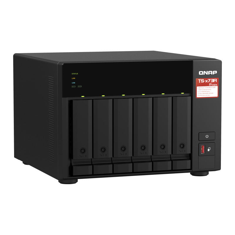 NAS QNAP TS-673A-8G /6 BAHIAS /NCLEO CUADRUPLE 2.2GHZ/8GB DDR4 AMPLIABLES A 64 GB/LAN 2,5GBE X2/USB 3.2 X2/HOT SWAP/ SOPORTA M.2 2280/ NO INCLUYE DISCOS image 4