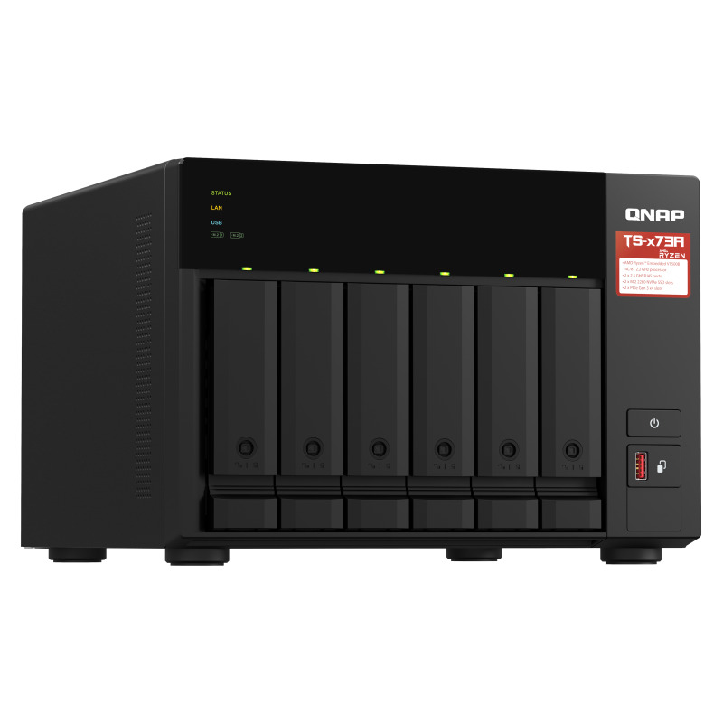 NAS QNAP TS-673A-8G /6 BAHIAS /NCLEO CUADRUPLE 2.2GHZ/8GB DDR4 AMPLIABLES A 64 GB/LAN 2,5GBE X2/USB 3.2 X2/HOT SWAP/ SOPORTA M.2 2280/ NO INCLUYE DISCOS image 6