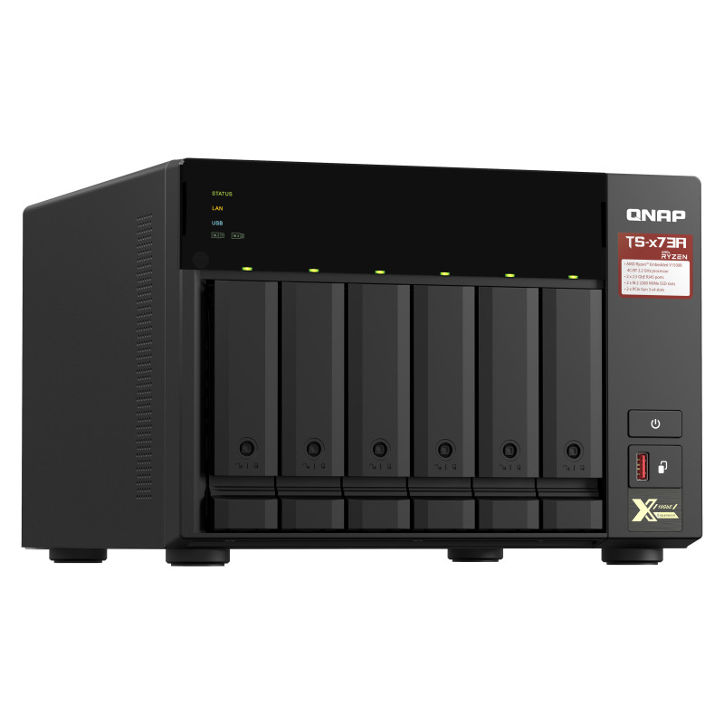 NAS QNAP TS-673A-8G /6 BAHIAS /NCLEO CUADRUPLE 2.2GHZ/8GB DDR4 AMPLIABLES A 64 GB/LAN 2,5GBE X2/USB 3.2 X2/HOT SWAP/ SOPORTA M.2 2280/ NO INCLUYE DISCOS image 5