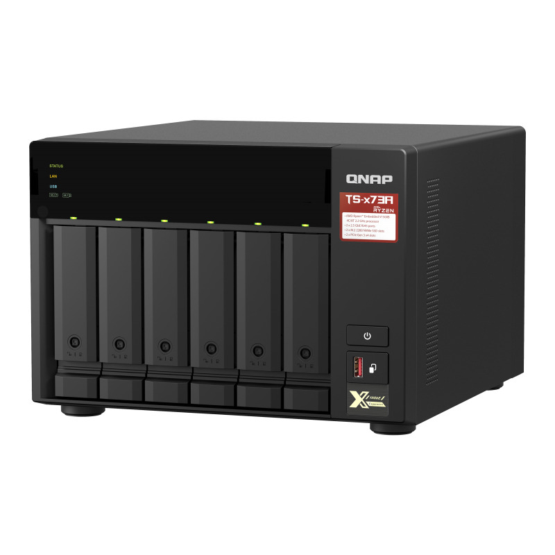 NAS QNAP TS-673A-8G /6 BAHIAS /NCLEO CUADRUPLE 2.2GHZ/8GB DDR4 AMPLIABLES A 64 GB/LAN 2,5GBE X2/USB 3.2 X2/HOT SWAP/ SOPORTA M.2 2280/ NO INCLUYE DISCOS image 7