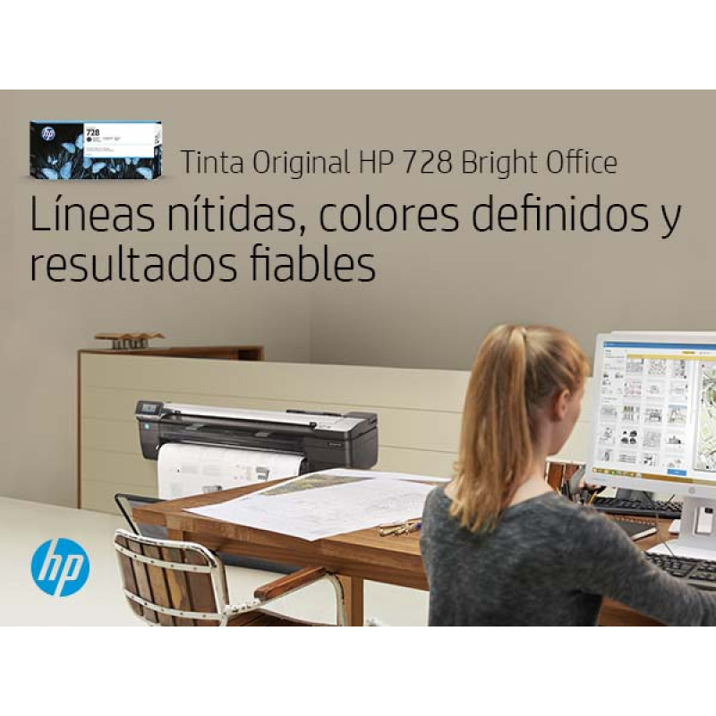 CARTUCHO DE TINTA HP DESIGNJET 728 NEGRO MATE, 300 ML, (F9J68A) image 4