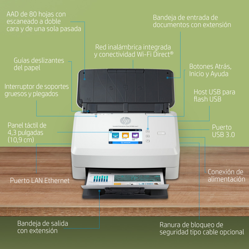 ESCANER OPS HP ENTERPRISE FLOW N7000 SNW1, 75 PPM/150 IPM, 300 DPI, ADF, USB, WFI, ETHERNET, DUPLEX, FOTOGRAFICO image 10