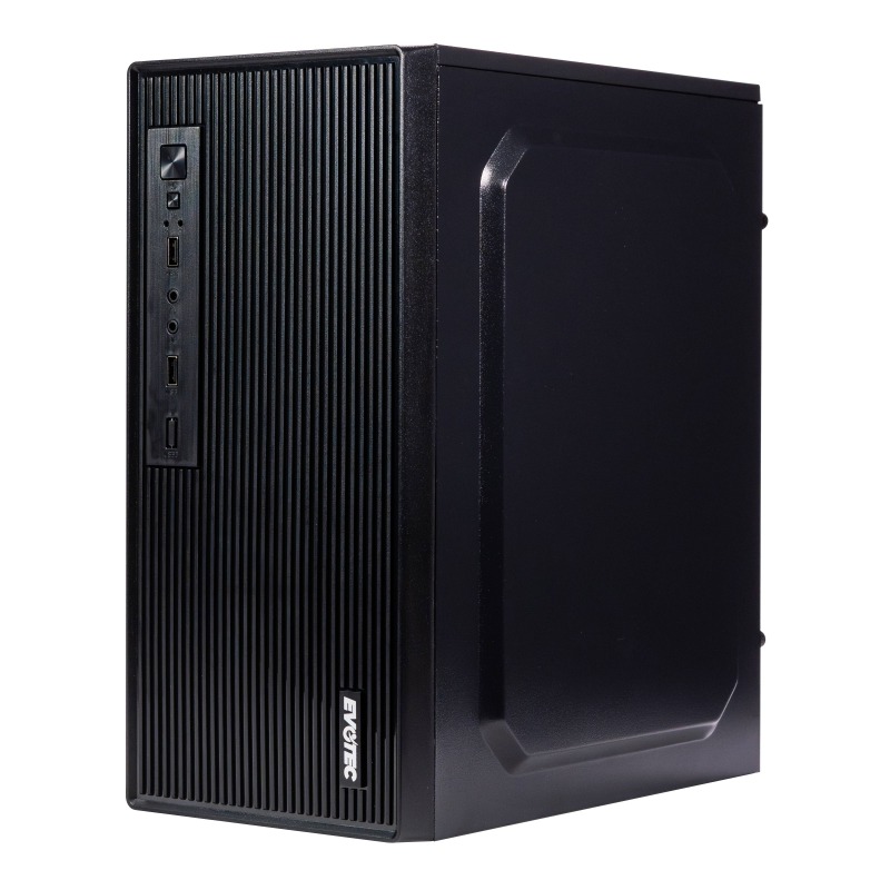GABINETE EVOTEC (EV-1023) MINI ATX, FUENTE 500W, 3 VENTILADORES, 2*USB 3.0,NEGRO