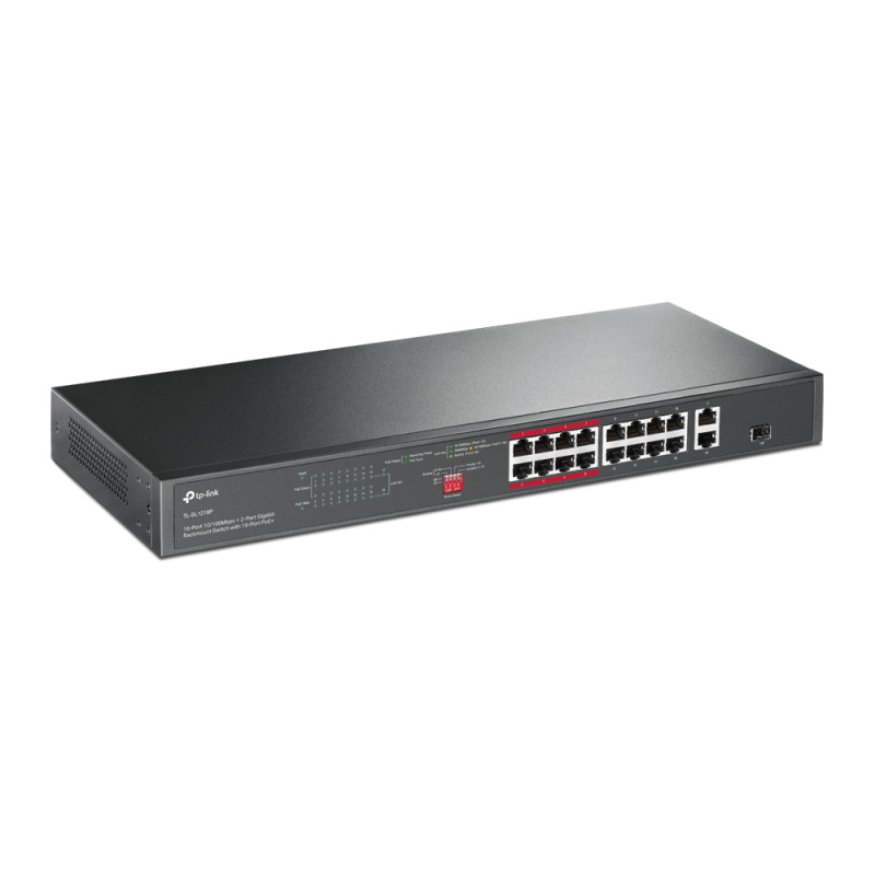 Switch PoE no Administrable 16 puertos 10/100 Mbps  2 puertos 10/100/1000 Mbps  1 puerto SFP 8 puertos Extensor PoE hasta 250 m 150W diseño para Vigilancia IP image 6