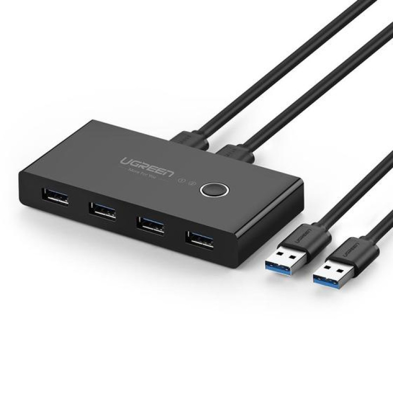 Conmutador USB para Compartir 4 Puertos USB 30 a 2 PC s | Cambio Mediante Botón | Incluye Dos Cables USB de 15 m | ABS | Permite que 2 Usuarios Compartan 4 Dispositivos Periféricos USB30 como una impresora un escáner etc