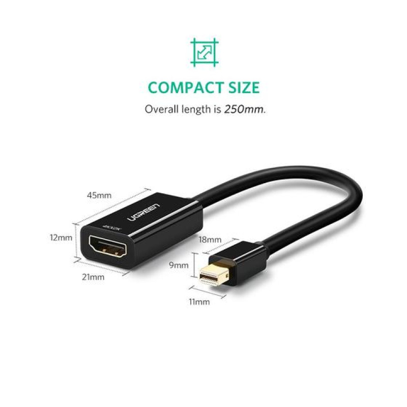 Convertidor Mini Display Port a HDMI / 4K30Hz / Thunderbolt / Blindaje interno múltiple /  Carcasa ABS / Longitud de 25 cm image 3