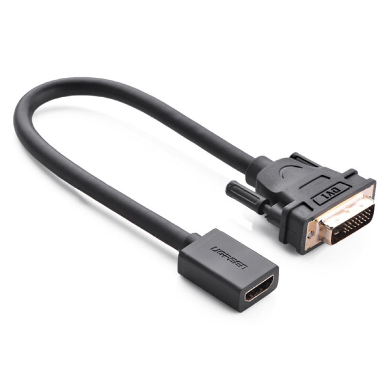 Convertidor DVI macho a HDMI Hembra | Bidireccional | DVI 241 | 1080P60Hz | Cable de 22cm | Negro
