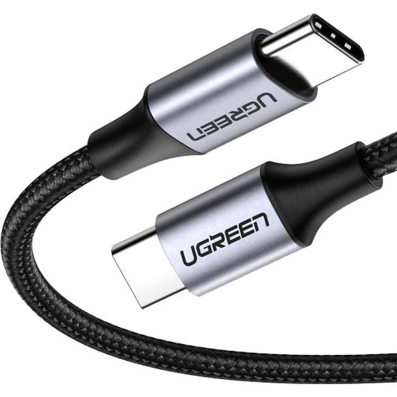 Cable USBC a USBC | 1 Metro | Transferencia de datos de 480 Mbps | Carga Rápida de hasta 60W | QC 40/30/20 | PD30 | FPC | AFC | Protección Integrada | Caja de Aluminio | Nylon Trenzado | Color Negro
