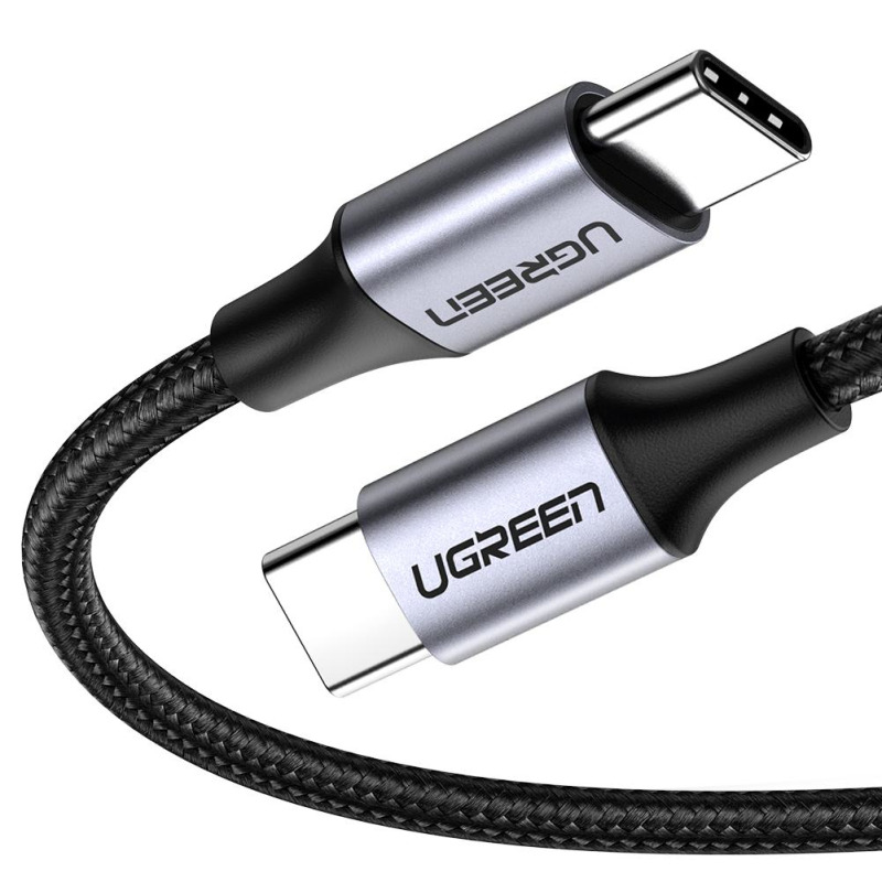 Cable USBC a USBC | 2 Metros | Transferencia de datos de 480 Mbps | Carga Rápida de hasta 60W | QC 40/30/20 | PD30 | FPC | AFC | Protección Integrada | Caja de Aluminio | Nylon Trenzado | Color Negro