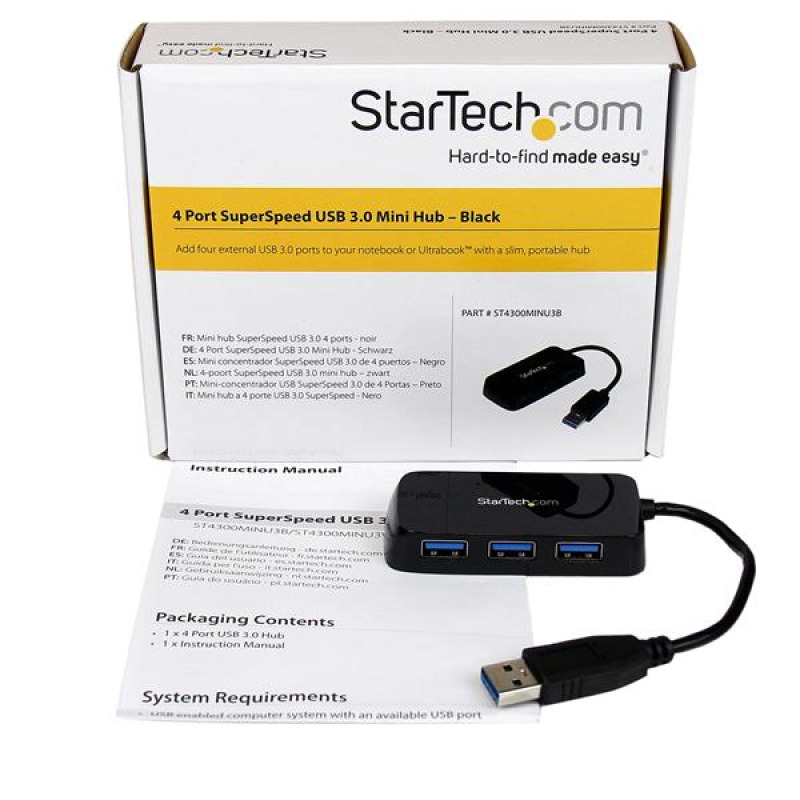 HUB USB 3.0 DE 4 PUERTOS - ADAPTADOR CONCENTRADOR HUB USB 3.0 SUPER SPEED 4 PUERTOS SALIDAS PORTATIL PARA LAPTOP COMPUTADORA - NEGRO - STARTECH.COM MOD. ST4300MINU3B image 19