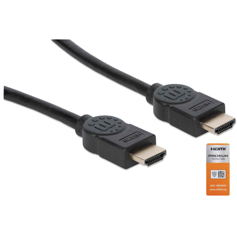 MANHATTAN 355353 - Cable HDMI de Alta Velocidad con Canal Ethernet, Versión Premium / 4K@60Hz UHD, HEC, ARC, 3D / ancho de banda de 18 Gbps / HDMI Macho a Macho, Blindado /3.0 m (3 ft.) / Negro image 4