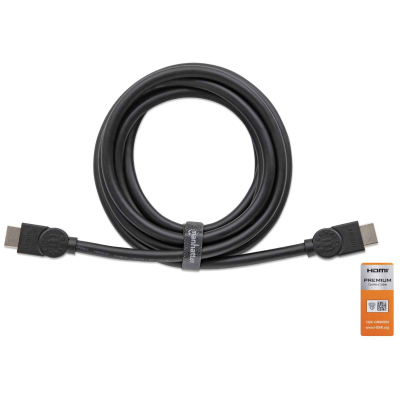 MANHATTAN 355353 - Cable HDMI de Alta Velocidad con Canal Ethernet, Versión Premium / 4K@60Hz UHD, HEC, ARC, 3D / ancho de banda de 18 Gbps / HDMI Macho a Macho, Blindado /3.0 m (3 ft.) / Negro image 5