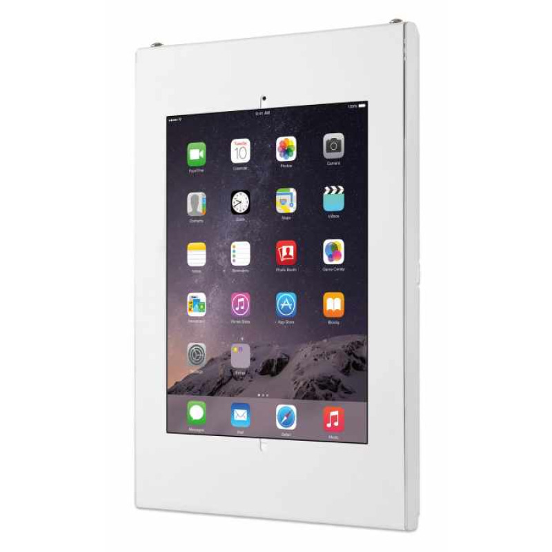 MANHATTAN 462228 Soporte para montaje en pared para tableta y iPad Carcasa antirrobo para tabletas de 9,7" a 10,5", se puede montar en la pared o en una placa VESA, blanco
