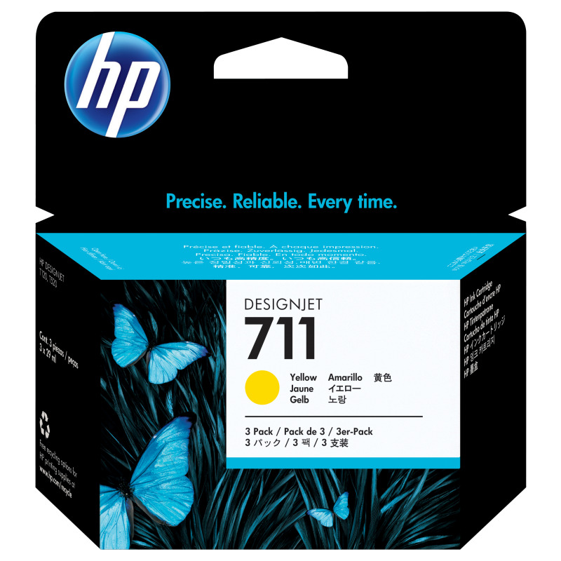 TINTA HP LF 711 CZ136A AMARILLO DESIGNJET T120/T520 29ML (3-PACK)