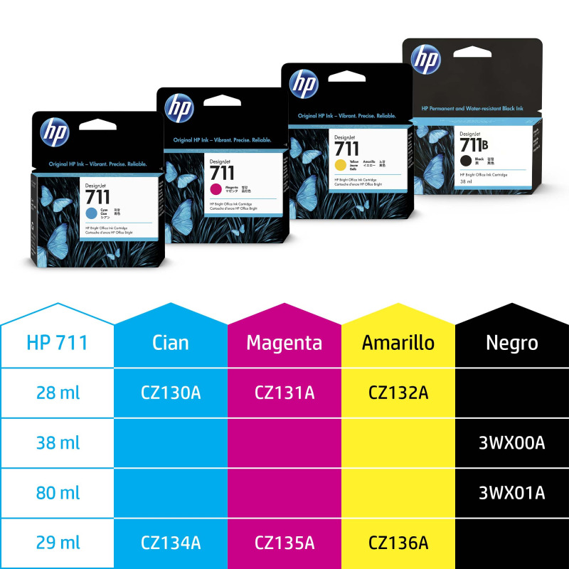 TINTA HP LF 711 CZ136A AMARILLO DESIGNJET T120/T520 29ML (3-PACK) image 4