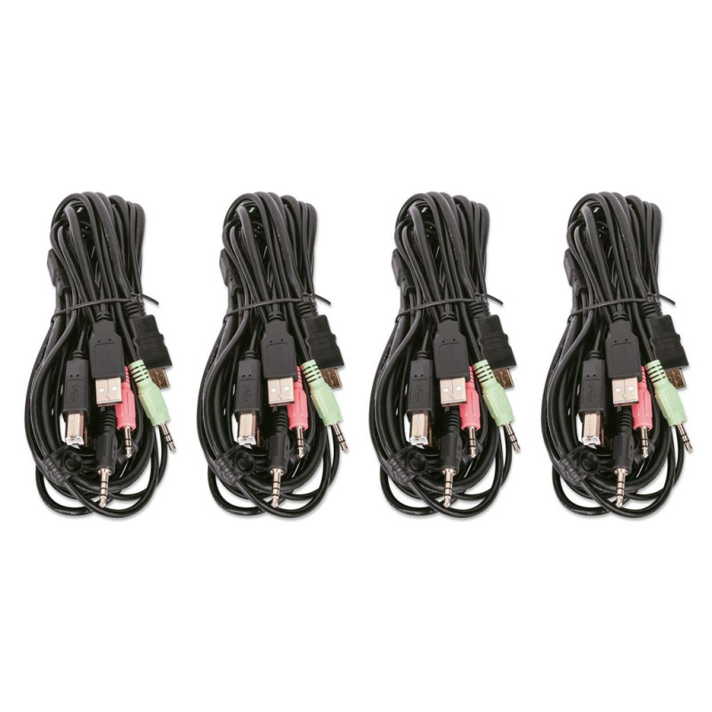 MANHATTAN 153539 - Switch KVM HDMI de 4 puertos para dos monitores / Conexiones HDMI para dos monitores, 4K@30Hz, conexiones USB, conexiones de audio y micrófono de 3.5 mm, hub USB 2.0, negro image 9