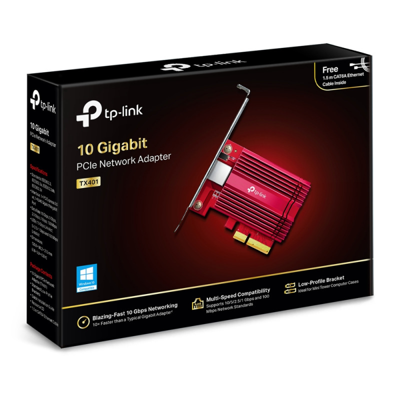 ADAPTADOR TP-LINK TX401 PCI Express 3.0 x4 CON 1 PUERTO RJ45 Gigabit / Megabit HASTA 10Gbps  LED INDICADOR DE ENLACE image 9