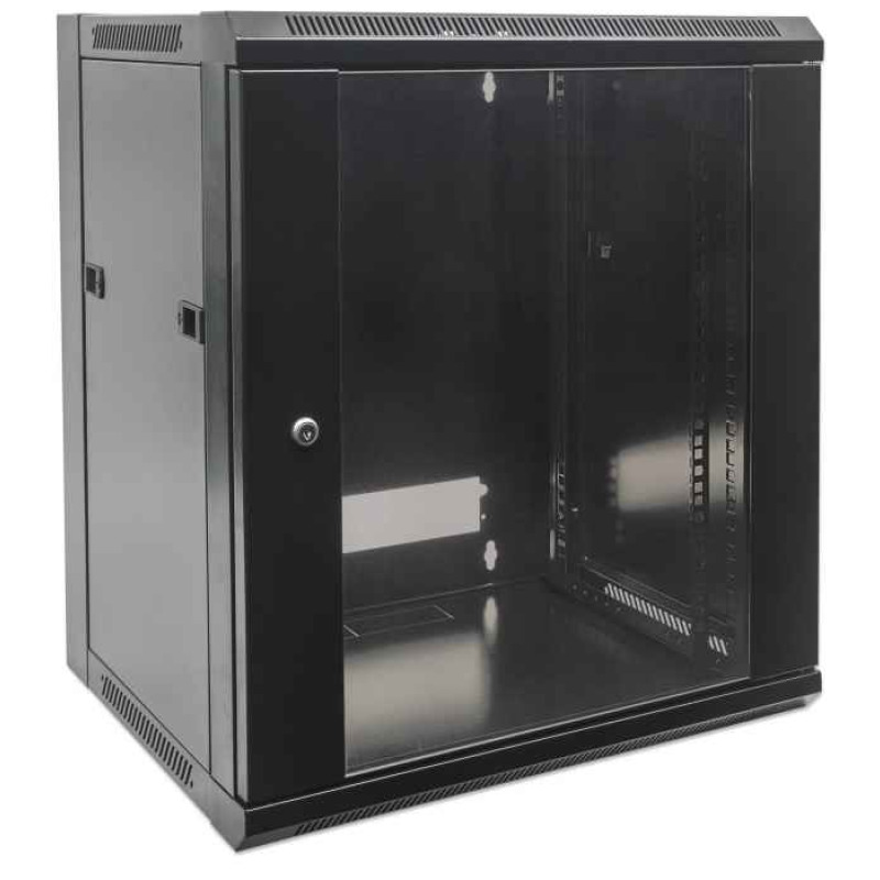 INTELLINET 711951- Gabinete mural de 19" / 15 UR / 570x600mm / Flatpack / Negro / 60 Kg / Puerta de cristal templado / Apertura de más de 180° image 5