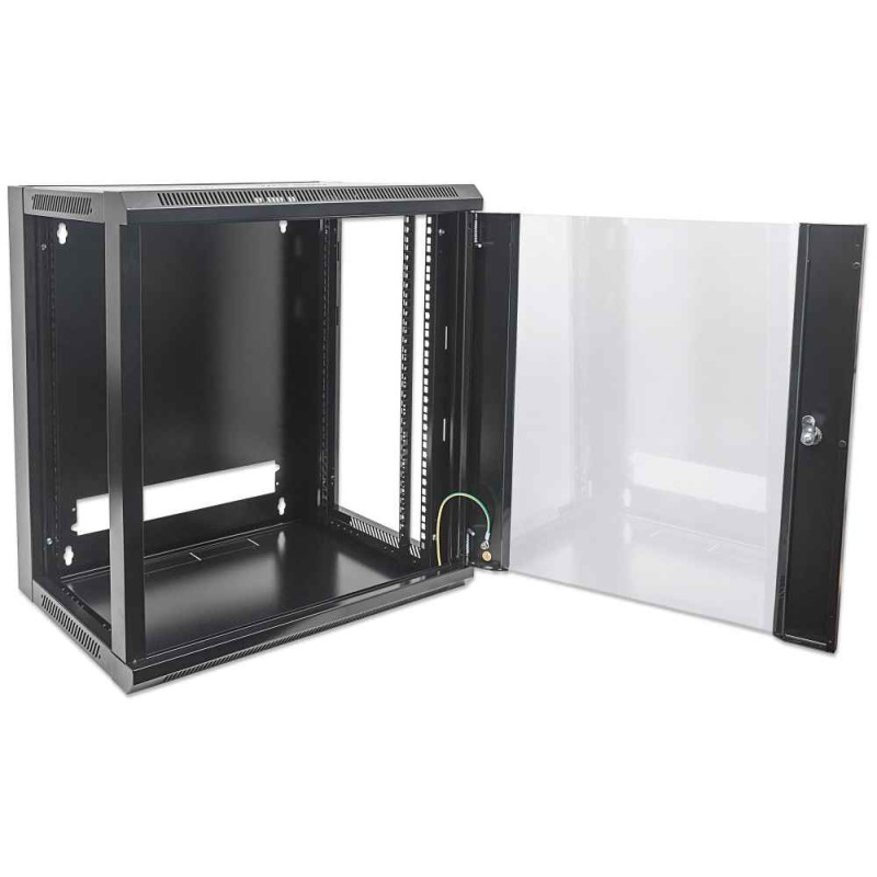 INTELLINET 711951- Gabinete mural de 19" / 15 UR / 570x600mm / Flatpack / Negro / 60 Kg / Puerta de cristal templado / Apertura de más de 180° image 10
