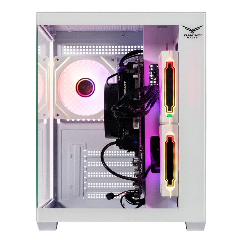 GABINETE NACEB (NA-0636B) GAMER MINI-PECERA, M-ATX, BLANCO, VENTANA, INCLUYE 3*VENTILADORES ARGB