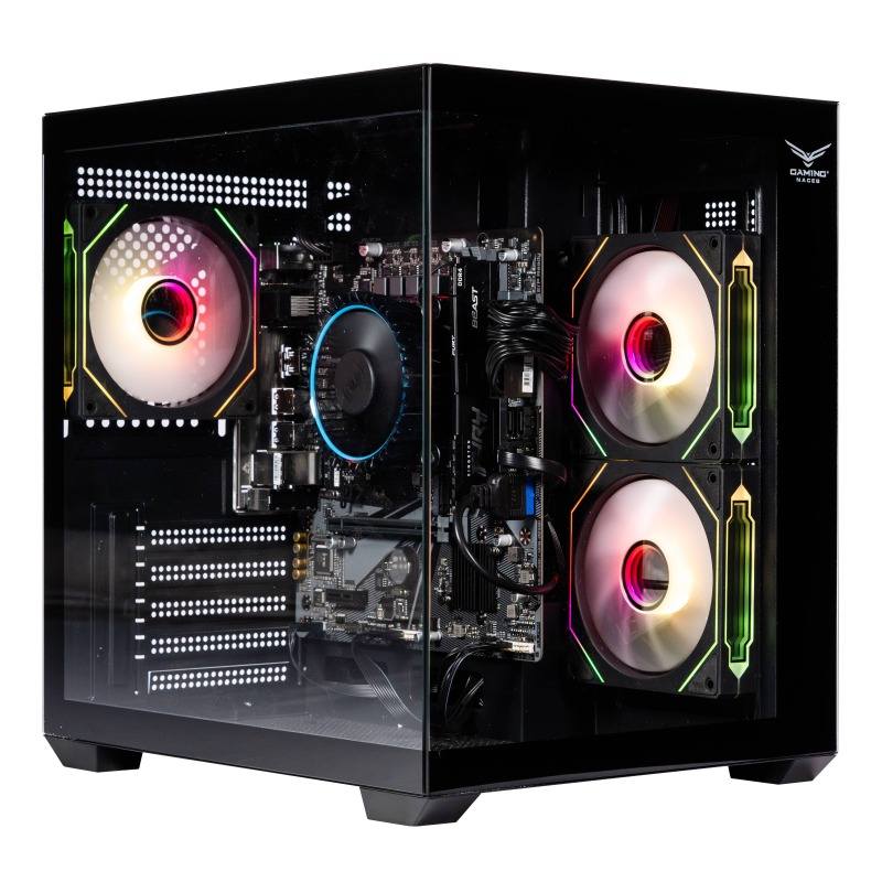 GABINETE NACEB (NA-0636N) GAMER MINI-PECERA, M-ATX, NEGRO, VENTANA, INCLUYE 3* VENTILADORES ARGB
