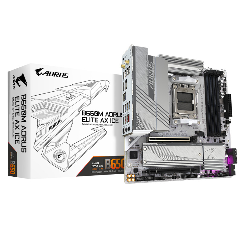 GIGABYTE B650M AORUS ELITE AX ICE placa base AMD B650 Enchufe AM5 Micro ATX