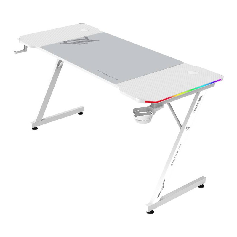 ESCRITORIO GAMER BALAM RUSH OLYMPUS SPOT GLOW MRX6000 / ERGONOMICO / ESTRUCTURA Z / CABLES OCULTOS / ILUMINACION RGB /MOUSEPAD XXL ANTIDESLIZANTE / ANTIRRAYAS / CONTROL REMOTO / BLANCO / BR-941402
