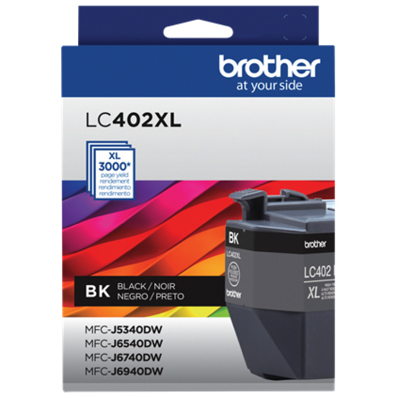 CARTUCHO DE TINTA BROTHER NEGRO LC402XLBK ALTO RENDIMIENTO HASTA 3,000 PAG