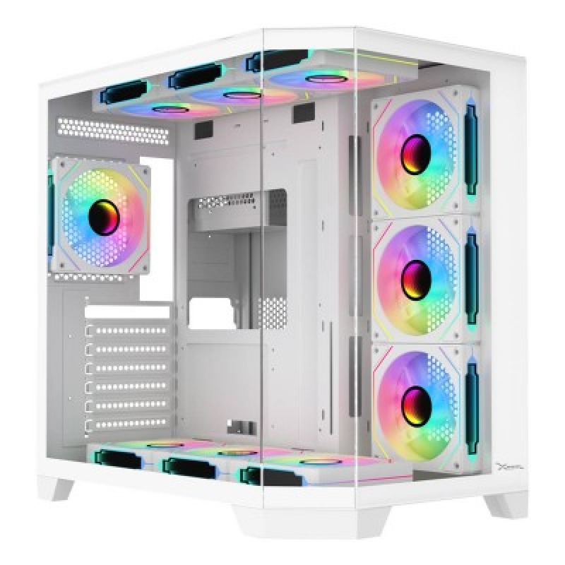 Gabinete Gamer X-Tron Mid Tower Xzeal ATX Panel Der. Vidrio + Metal 2xUSB1.0 + 1xUSD3.0 + 3.5 mm + 4 ARGB Fans Blanco