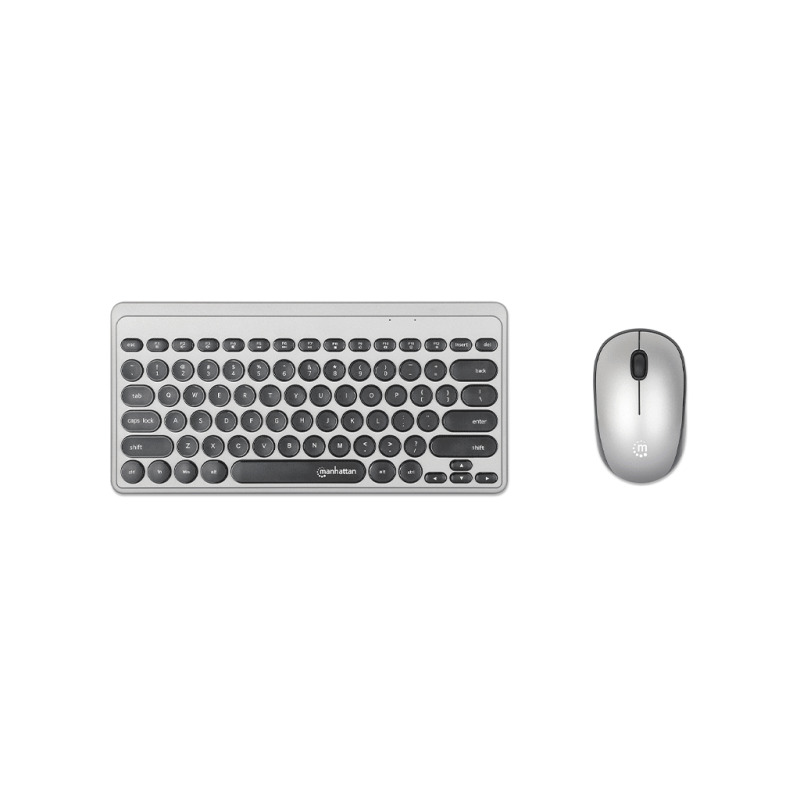 MANHATTAN - 180795 - Kit mini teclado y mouse óptico inalámbricos / Receptor USB-A Nano para ambos, 12 teclas multimedia/función, mouse óptico ambidiestro 3 botones y rueda de desplazamiento, negro/plateado image 5