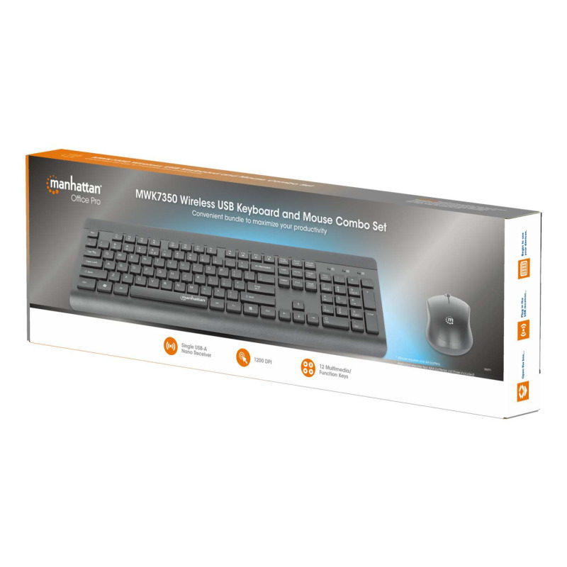 Manhattan 180771 teclado Ratón incluido Universal RF inalámbrico QWERTY Negro image 3