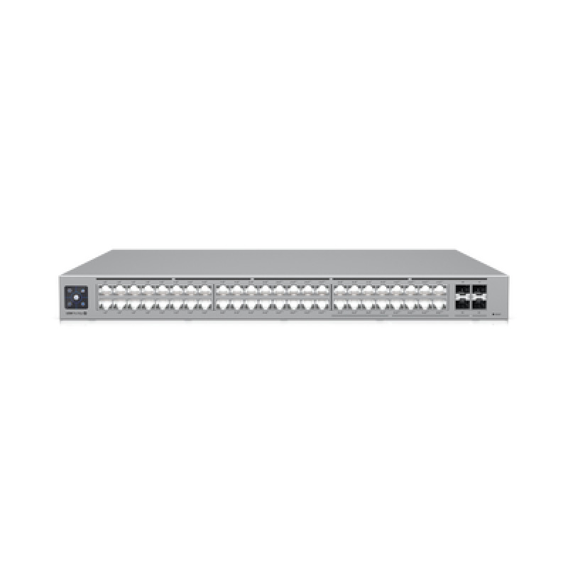 UniFi Switch Pro Max 48 POE con funciones capa 3 48 puertos 16 puertos 25 GbE 8 POE y 8 POE y 32 puertos 1 GbE 24 POE y 8 POE 2 puertos SFP 10G POE 720W pantalla informativa
