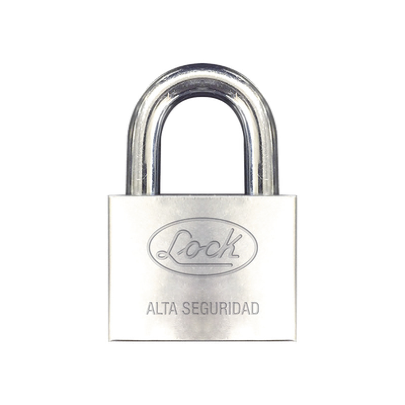 Candado de hierro alta seguridad con llave de disco/ Acabado Cromado/ Llaves Abloy/ Medida de Horquilla 50 mm
