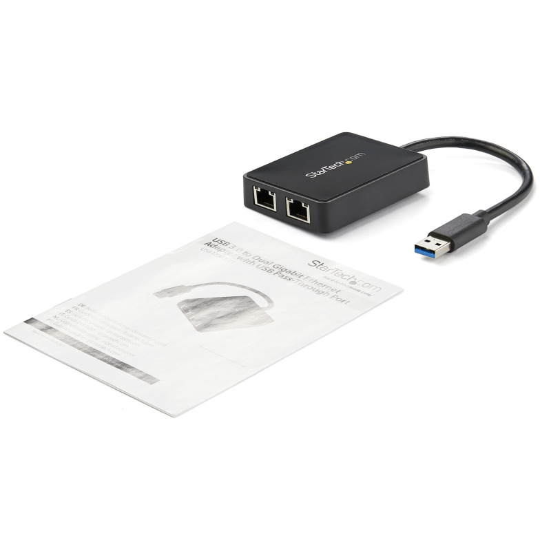 Adaptador Tarjeta de Red StarTech.com USB32000SPT NIC externa USB 3.0 de 2 puertos ethernet gigabit RJ45 y 1 puerto USB - 10/100/1000 - adaptador externo NIC USB a LAN gigabit image 6