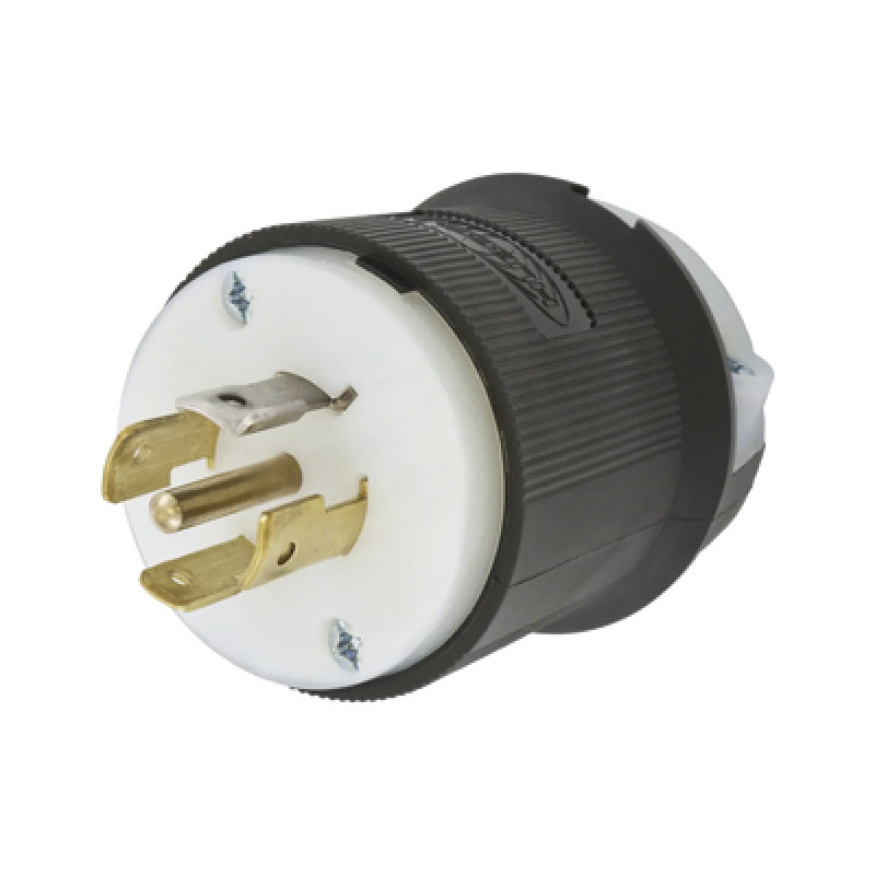 Clavija Industrial con Bloqueo de Media Vuelta / 20 A 120/208 V CA / 4 Polos 5 Hilos / Color Blanco y Negro / Nema L2120P/ Grado Industrial