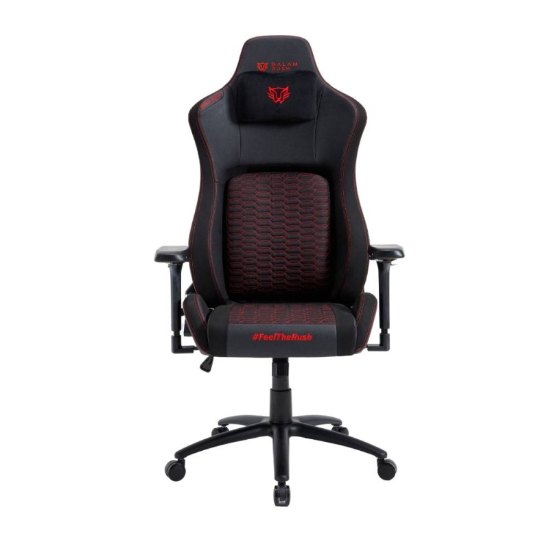 SILLA GAMER BALAM RUSH ULTIMATE SUPERB / REPOSACABEZA MAGNETICO MEMORY FOAM / COJIN LUMBAR / REPOSABRAZO 4D / MAX 150 KG / INCLINACION 135° / PISTON CLASE 4 / TAMAÑO XL / NEGRO - ROJO / BR-940498