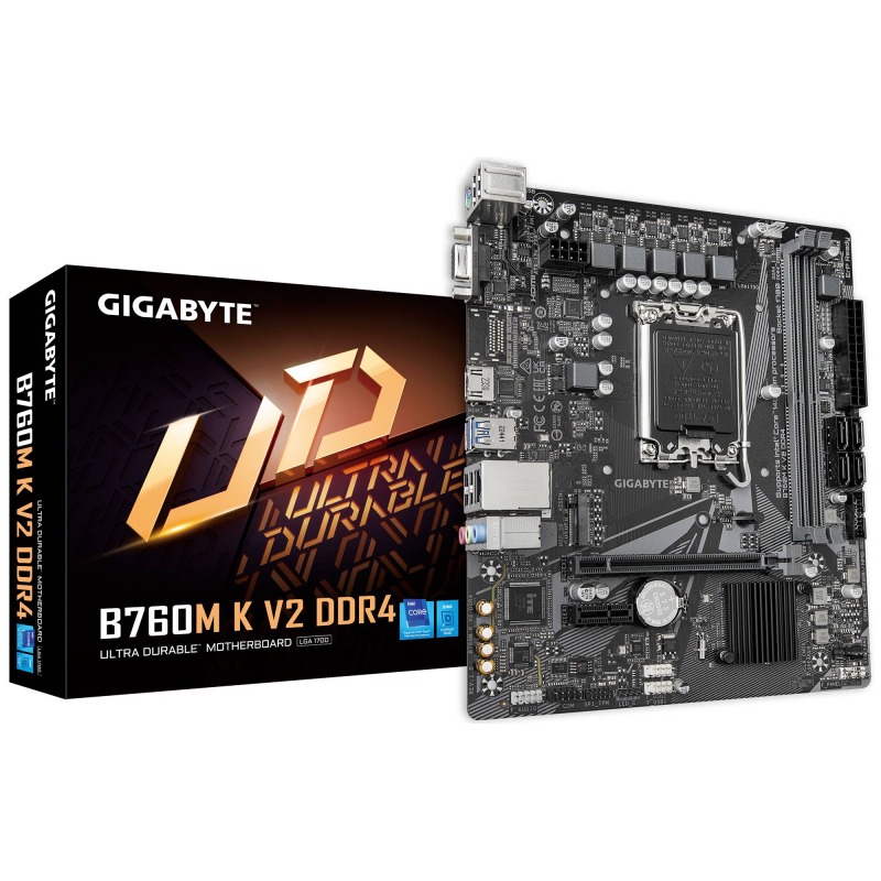 MOTHERBOARD GIGABYTE (B760M K V2 DDR4) SOCKET 1700, 2*DDR4 3200MHZ, HDMI, VGA, MICRO ATX image 2
