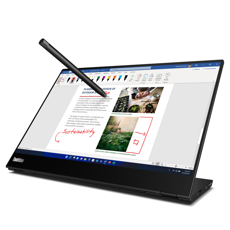 Lenovo ThinkVision M14t monitor de computadora 35.6 cm (14") 2240 x 1400 Pixeles 2.2K LED Pantalla táctil Negro image 16