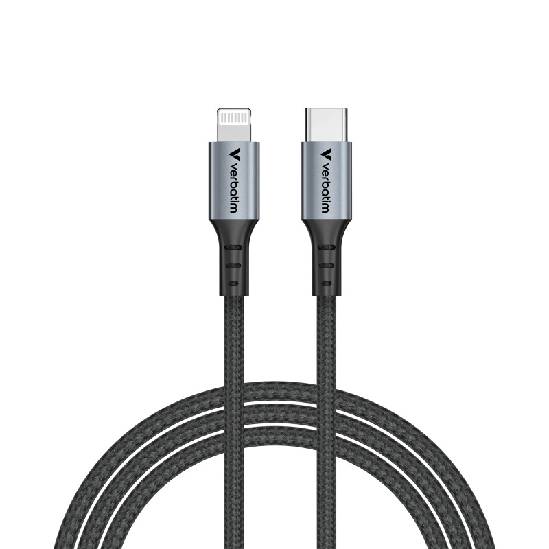 Cable de sincronizacion Verbatim carga USB-C a Lightning 18W color Negro de 120 cm image 3