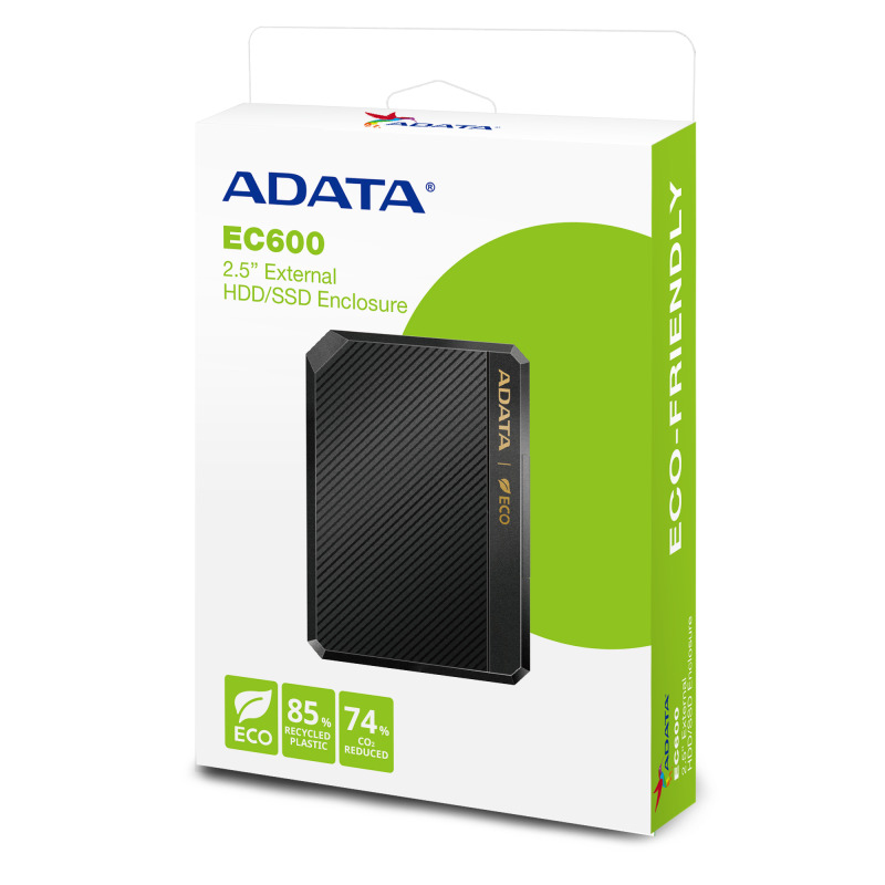 CARCASA ADATA EC600 PARA DISCOS DUROS/SSD 2.5 OULGADAS 7MM/9.5MM SATA3/USB3.2 NEGRO ECO CASE PC image 12