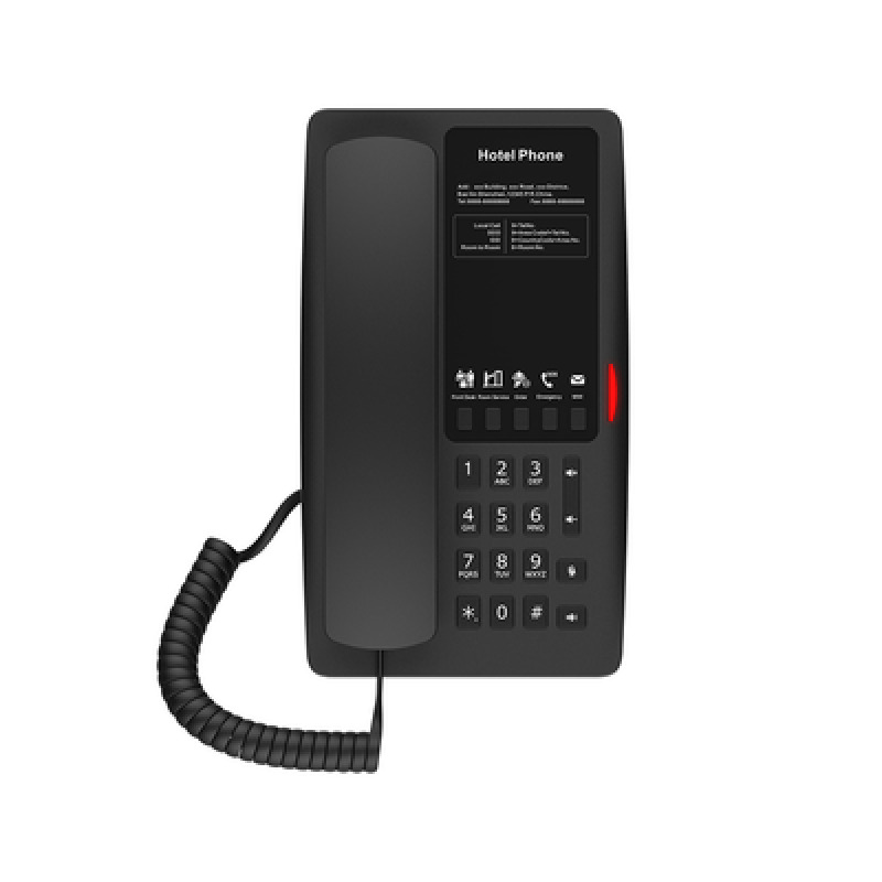 Teléfono IP para Hotelería Puerto USBA para carga 5 teclas programables para servicio rápido Hotline plantilla personalizable con PoE 