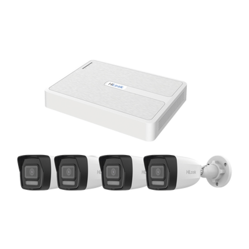Kit IP 4 Megapixel / NVR de 4 Canales con 4 Puertos PoE / 4 Cámaras IP Bala para Exterior