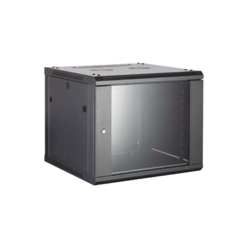 Gabinete para Montaje en Pared/ Piso con Puerta de Cristal Templado Cuerpo Fijo con 4 Unidades de Rack de 19in Fabricado en Acero