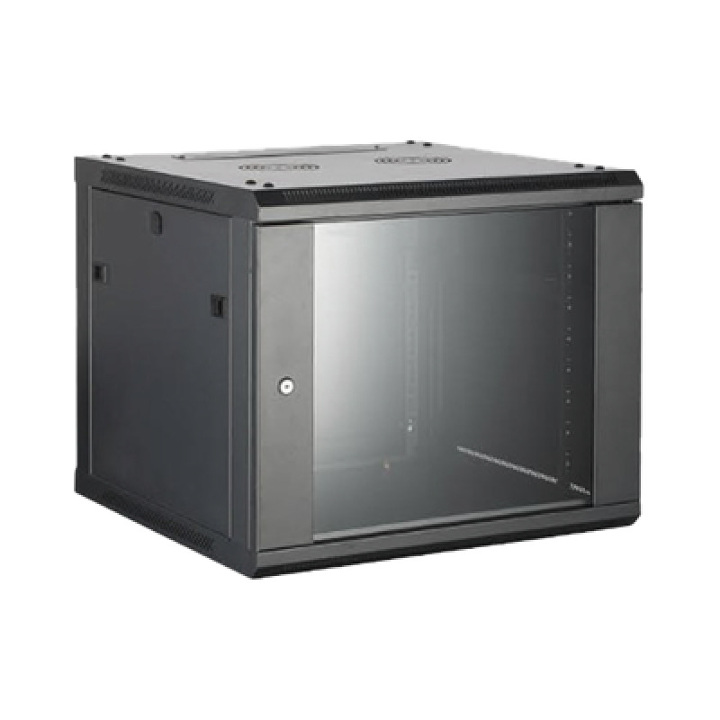 Gabinete para Montaje en Pared/ Piso con Puerta de Cristal Templado Cuerpo Fijo con 6 Unidades de Rack de 19in Fabricado en Acero