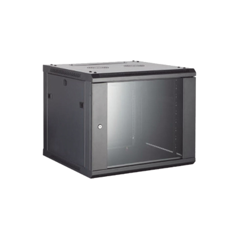 Gabinete para Montaje en Pared/ Piso con Puerta de Cristal Templado Cuerpo Fijo con 12 Unidades de Rack de 19in Fabricado en Acero