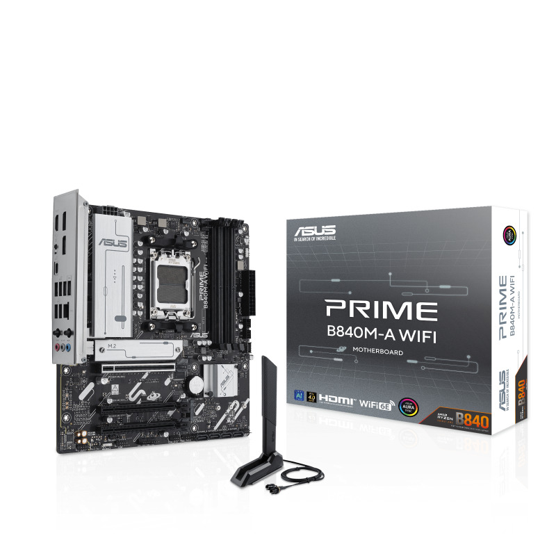 MOTHERBOARD ASUS (PRIME B840M-A WIFI) SOCKET AM5,4*DDR5,HDMI,2*DP,PCIE-4.0,WIFI6E, MICRO ATX